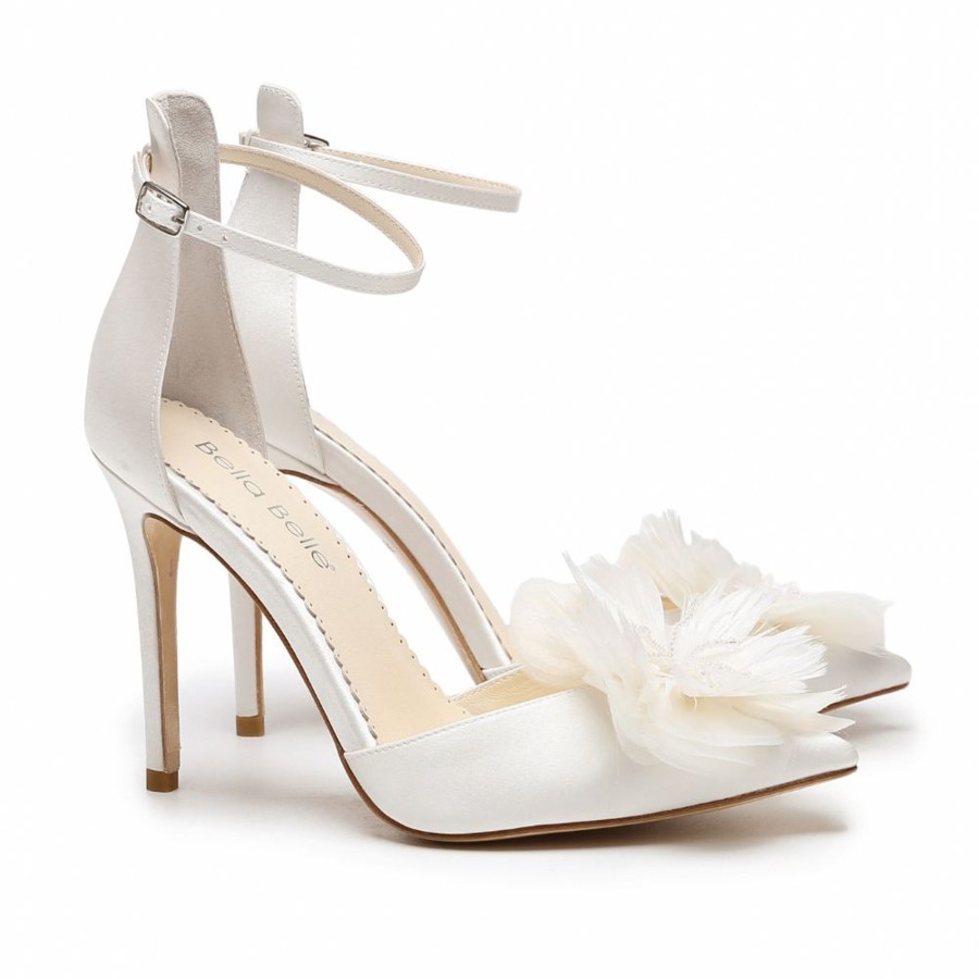 Bridal Bella Belle Shoes | Flower Chiffon Wedding Shoes Ivory