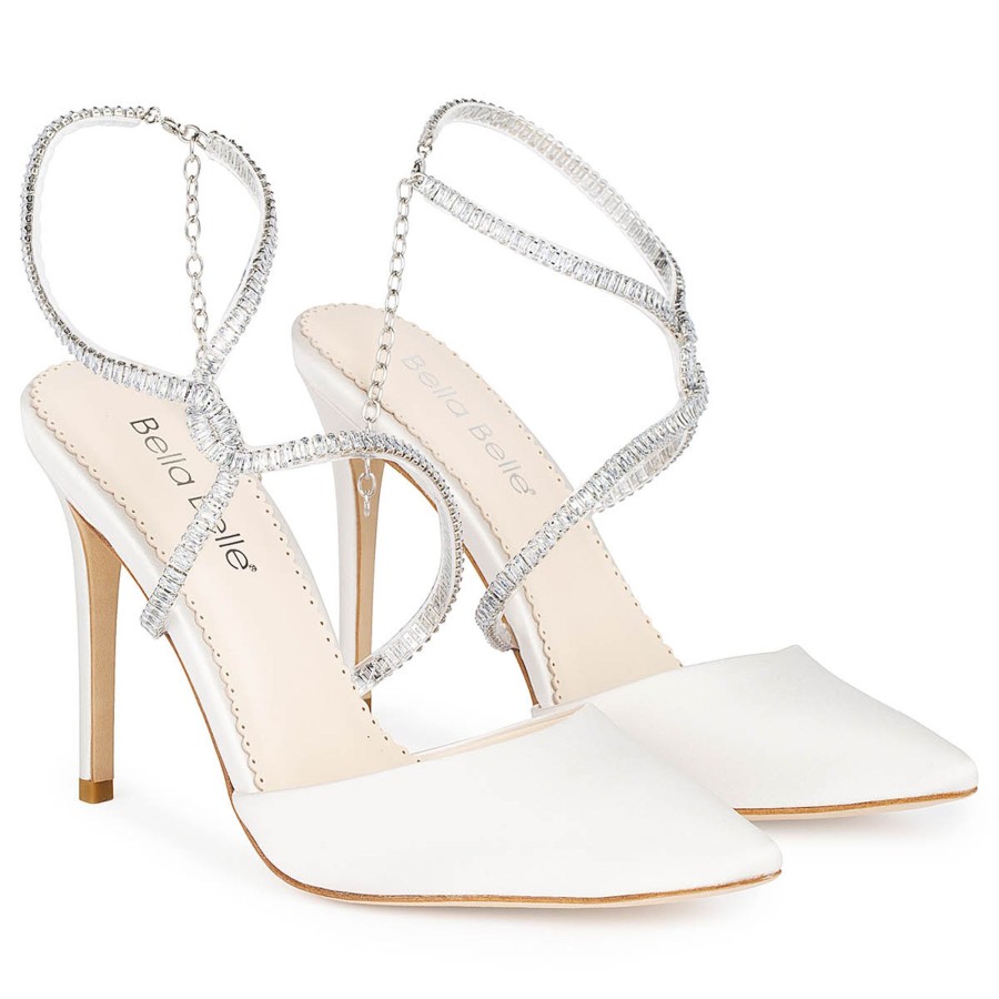 Bridal Bella Belle Shoes | Crystal Strappy Heels Ivory