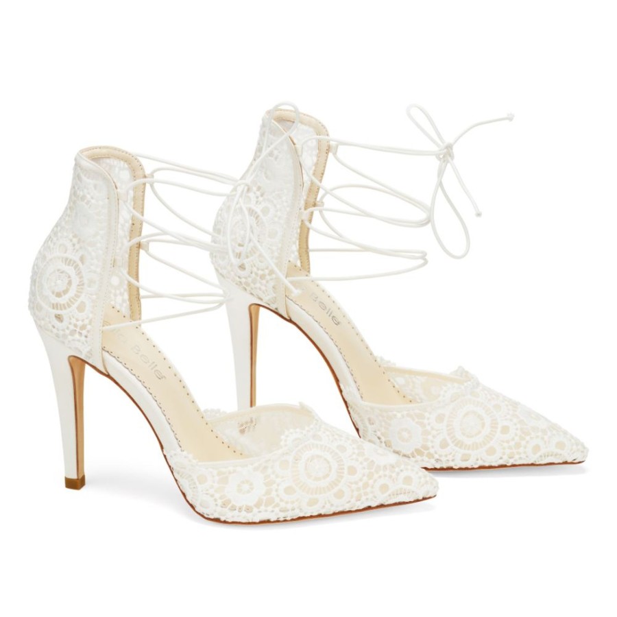 Bridal Bella Belle Shoes | Spanish Inspired Lace, Lace Up Ankle Heel Ivory