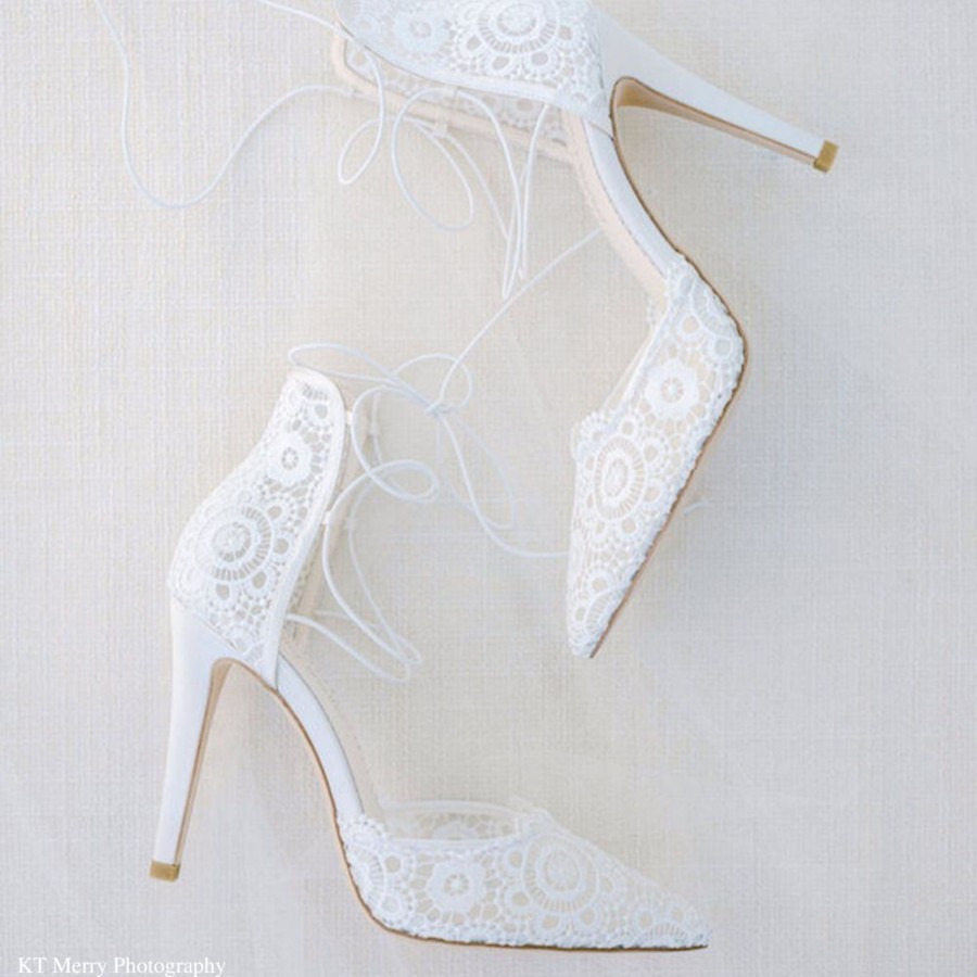 Bridal Bella Belle Shoes | Spanish Inspired Lace, Lace Up Ankle Heel Ivory