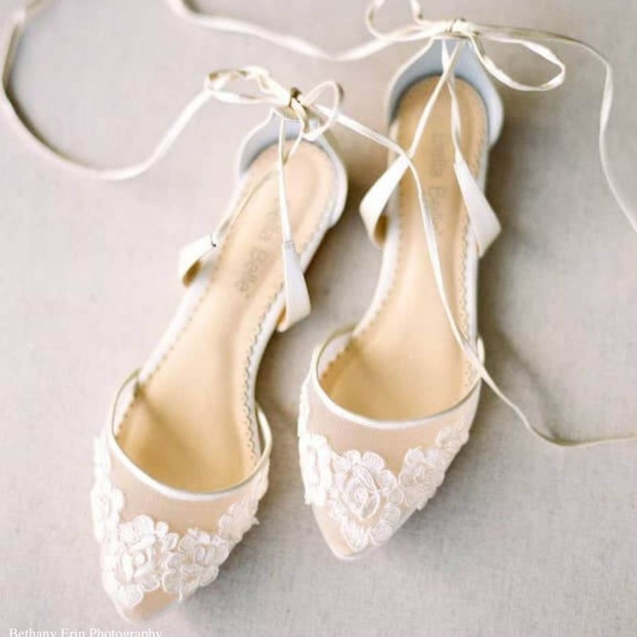 Bridal Bella Belle Shoes | Lace Wedding Ballet Flats Ivory