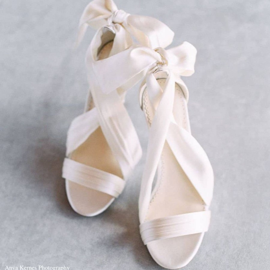 Bridal Bella Belle Shoes | Silk Ribbon Wedding Shoes With Bow Ivory