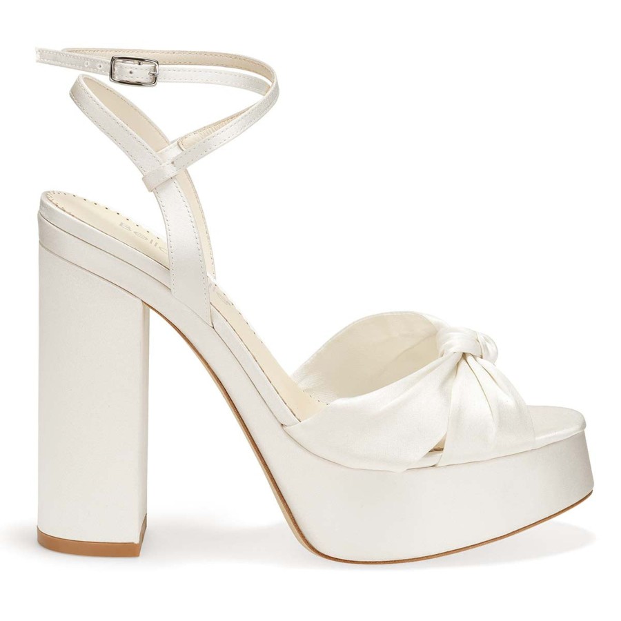 Bridal Bella Belle Shoes | 5 Inch Open Toe Platform Block Heel Sandals Ivory