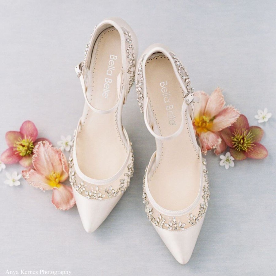 Bridal Bella Belle Shoes | Embellished Illusion Mesh Crystal Wedding Shoes Ivory