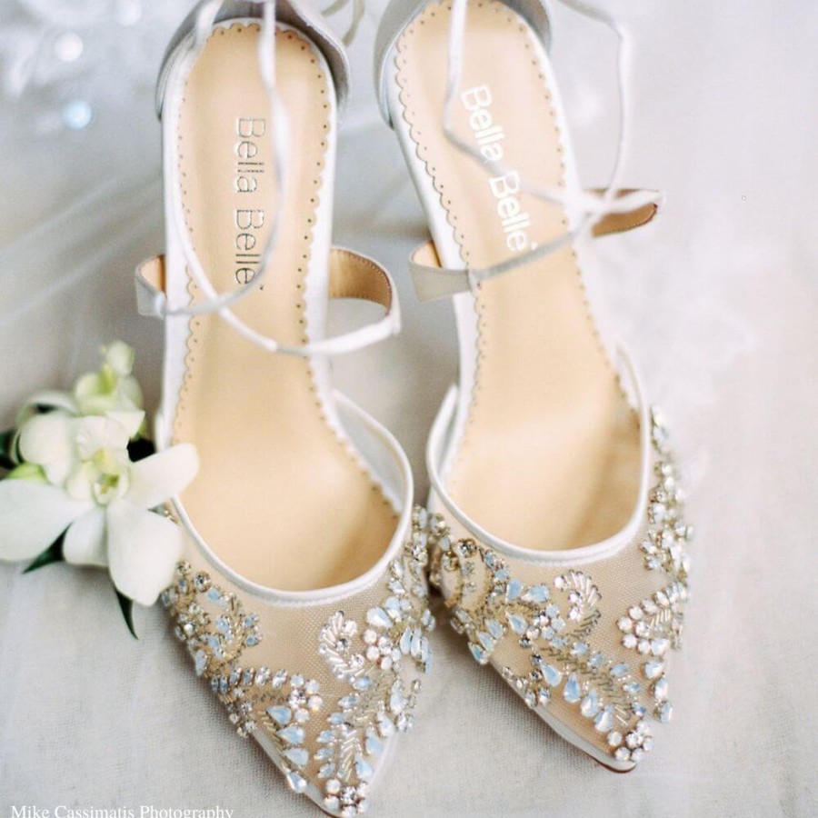 Bridal Bella Belle Shoes | Crystal Embellished Heels For Weddings Ivory