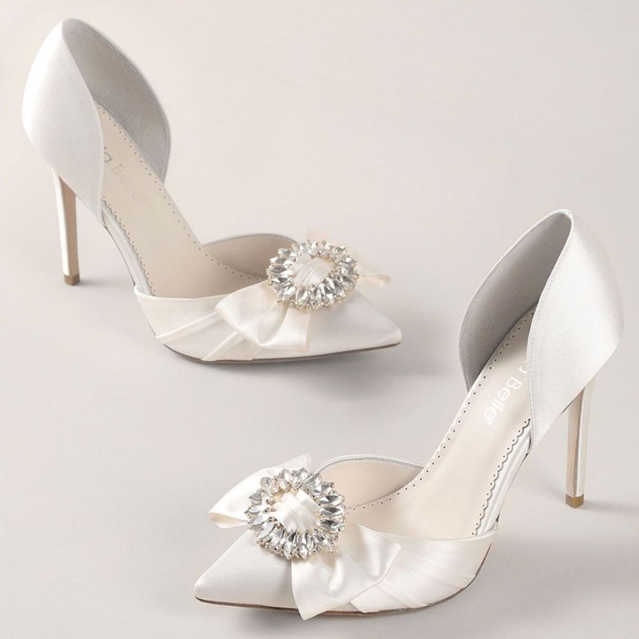 Bridal Bella Belle Shoes | D'Orsay Pump Wedding Shoes With Brooch Ivory