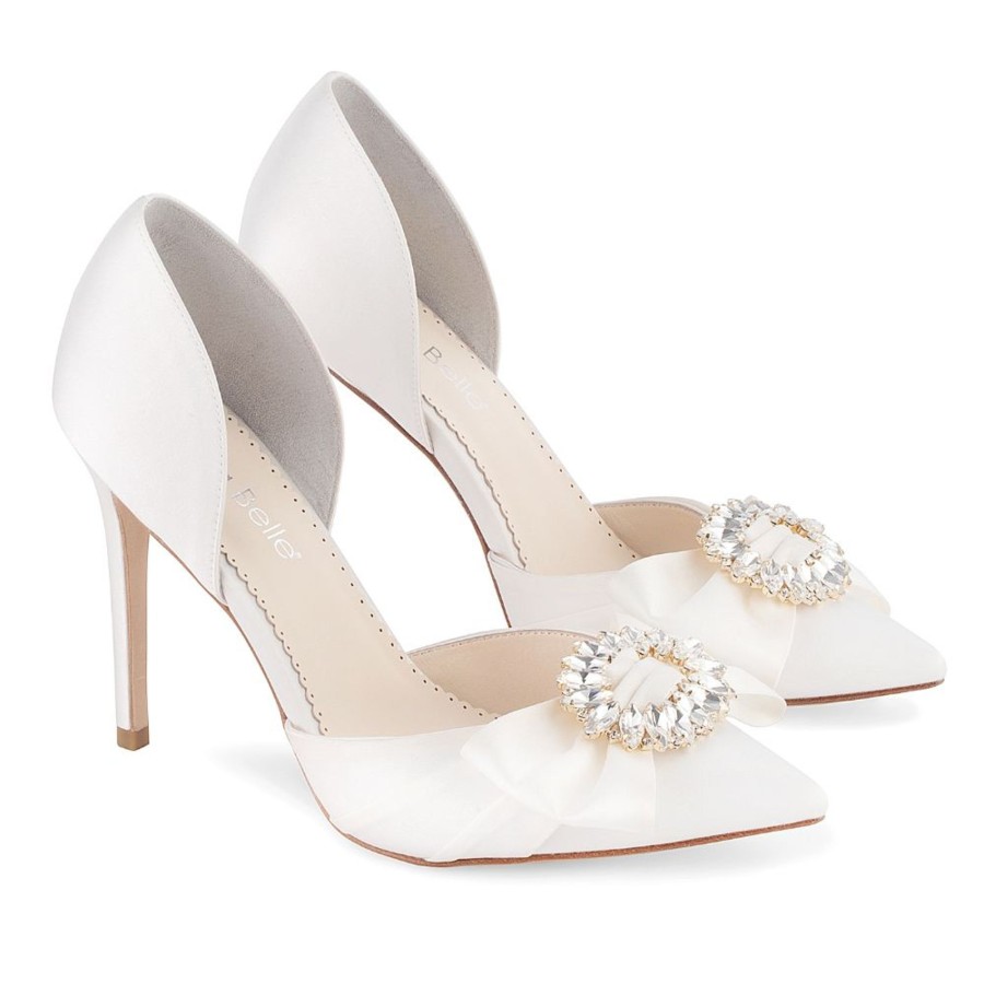 Bridal Bella Belle Shoes | D'Orsay Pump Wedding Shoes With Brooch Ivory