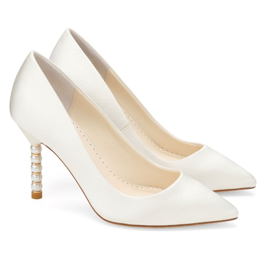 Bridal Bella Belle Shoes | Pumps With Gold Ring & Pearl Heels Ivory