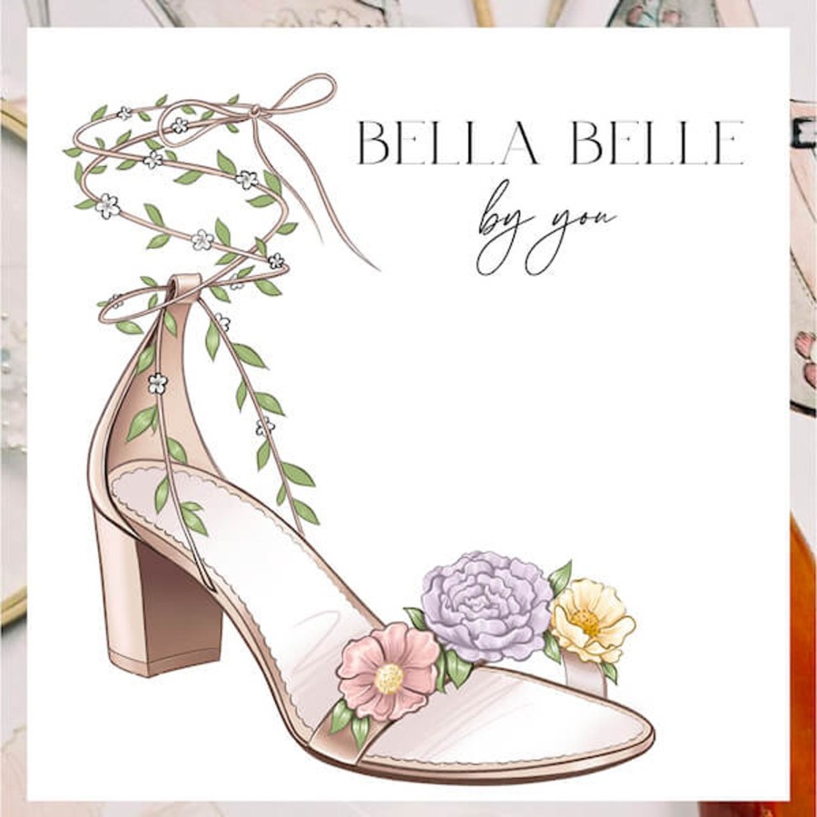 Non-Bridal Bella Belle Shoes | Block Garden Party Heels With Chiffon Flowers Blush