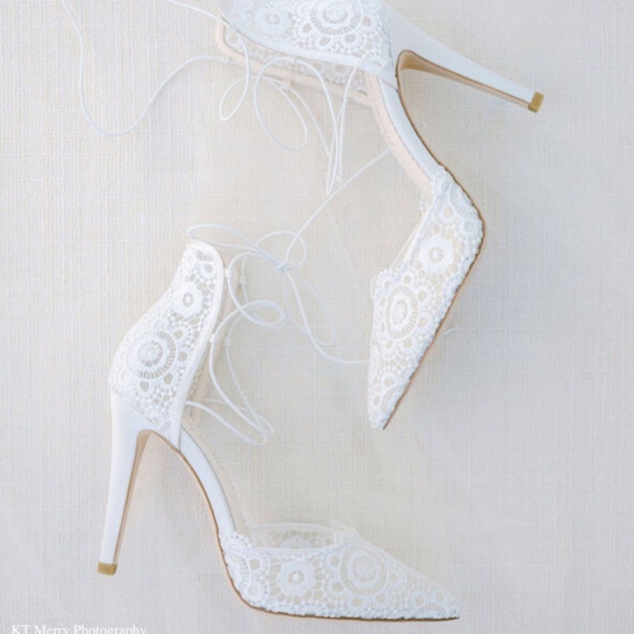 Bridal Bella Belle Shoes | Spanish Inspired Lace, Lace Up Ankle Heel Ivory