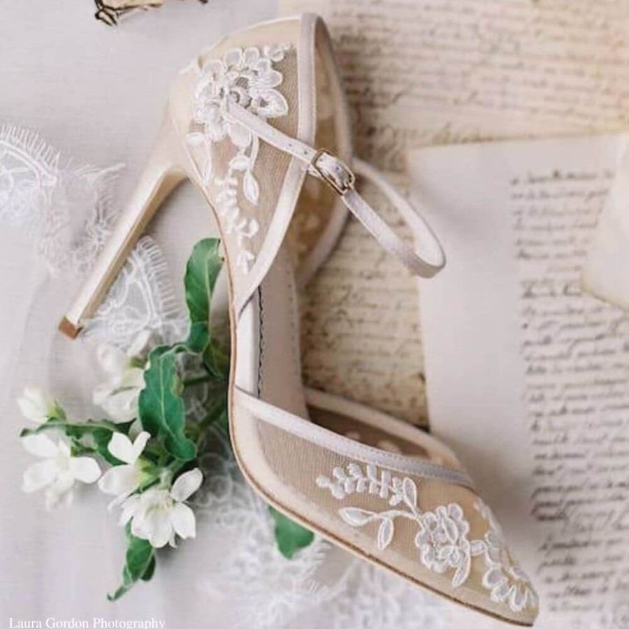 Bridal Bella Belle Shoes | D'Orsay Wedding Shoe Lace Heels Nude