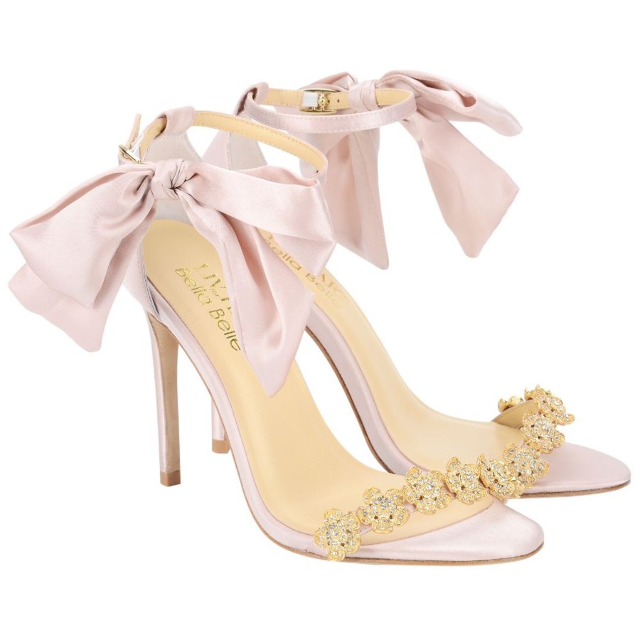 Non-Bridal Bella Belle Shoes | Wedding/Evening Pink Shoes With Bows Blush