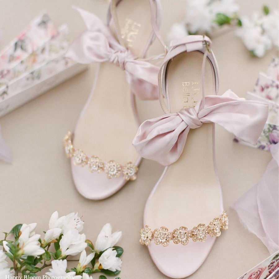 Non-Bridal Bella Belle Shoes | Wedding/Evening Pink Shoes With Bows Blush