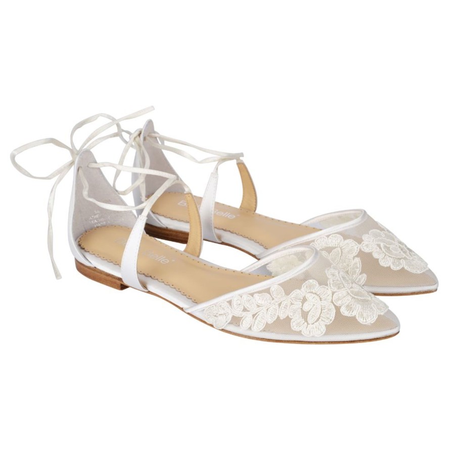 Bridal Bella Belle Shoes | Lace Wedding Ballet Flats Ivory