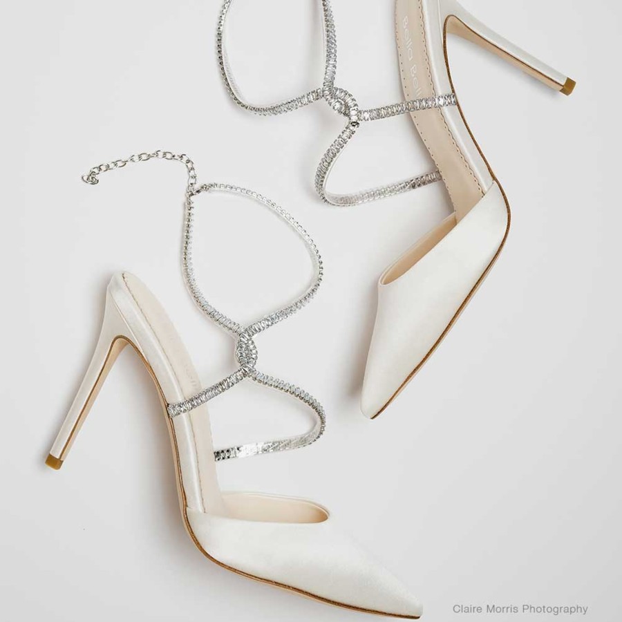 Bridal Bella Belle Shoes | Crystal Strappy Heels Ivory