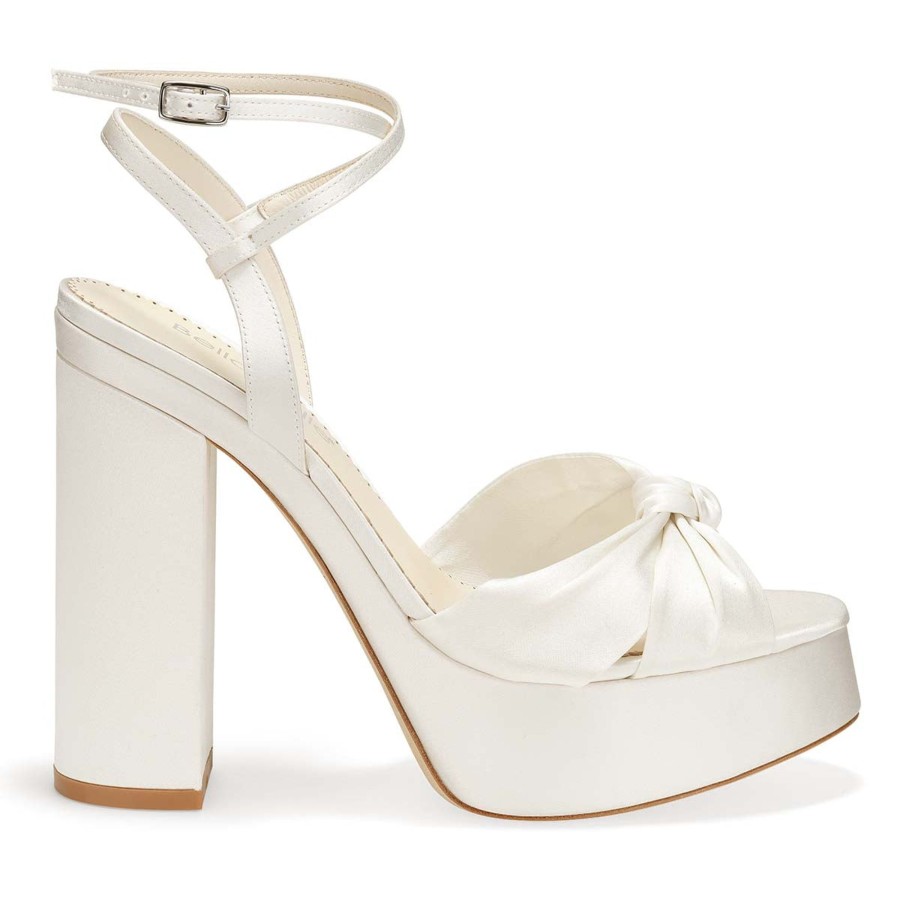 Bridal Bella Belle Shoes | 5 Inch Open Toe Platform Block Heel Sandals Ivory