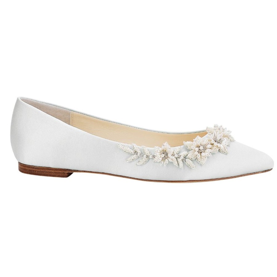 Bridal Bella Belle Shoes | 3D Floral Pearl Wedding Flats Ivory