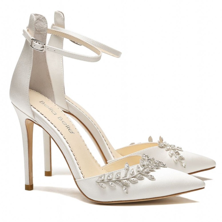 Bridal Bella Belle Shoes | High Heel Silver Vine Rhinestone Wedding Shoes Ivory