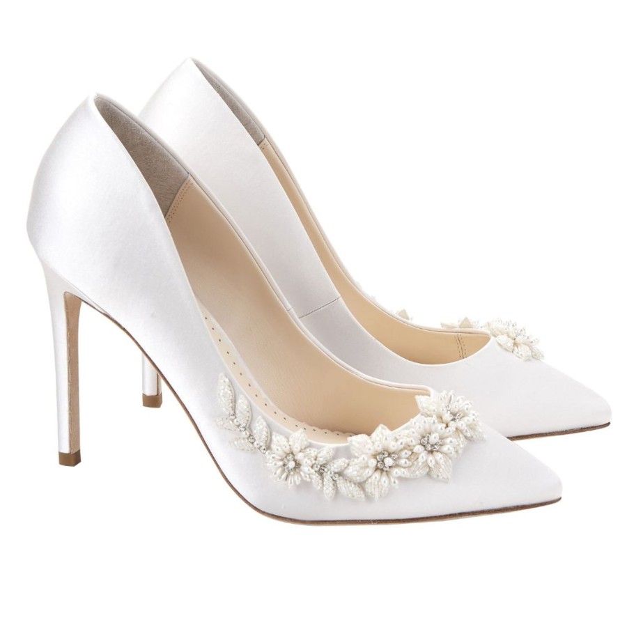 Bridal Bella Belle Shoes | 3D Floral Pearl Wedding Shoes Ivory