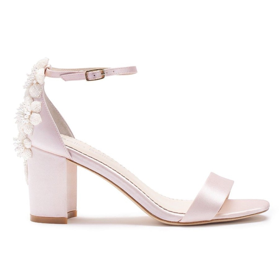 Non-Bridal Bella Belle Shoes | Block Heel Sandals With 3D Pearl Embellishment Blush