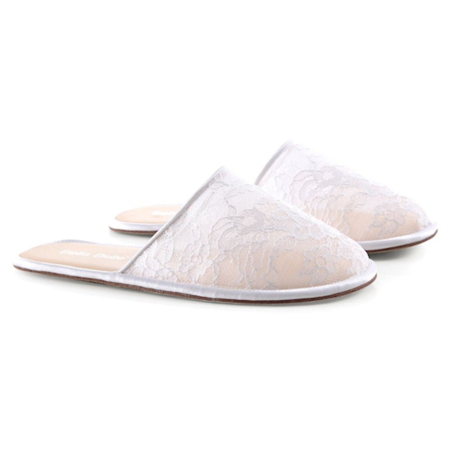 Bridal Bella Belle Shoes | Chantilly Lace Bridal Slippers Ivory