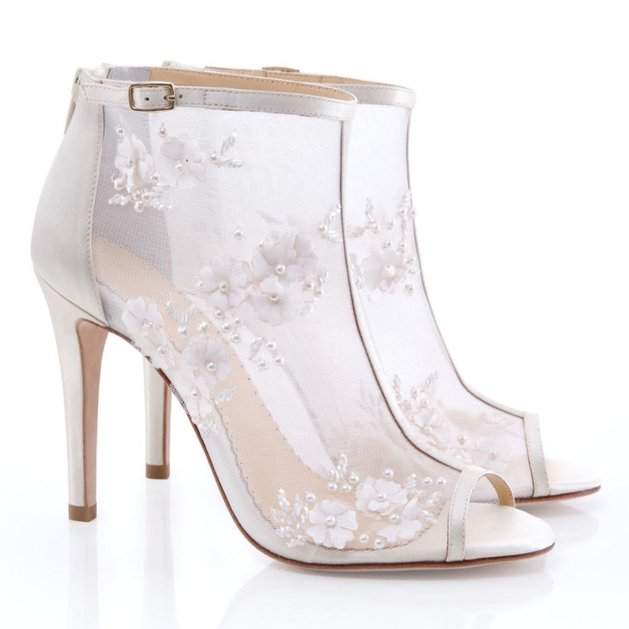 Bridal Bella Belle Shoes | Wedding Booties Flower Embroidered Boots Ivory