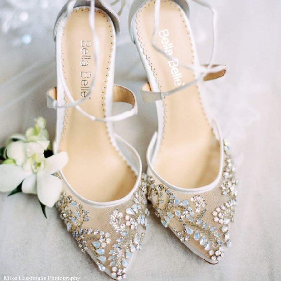 Bridal Bella Belle Shoes | Crystal Embellished Heels For Weddings Ivory