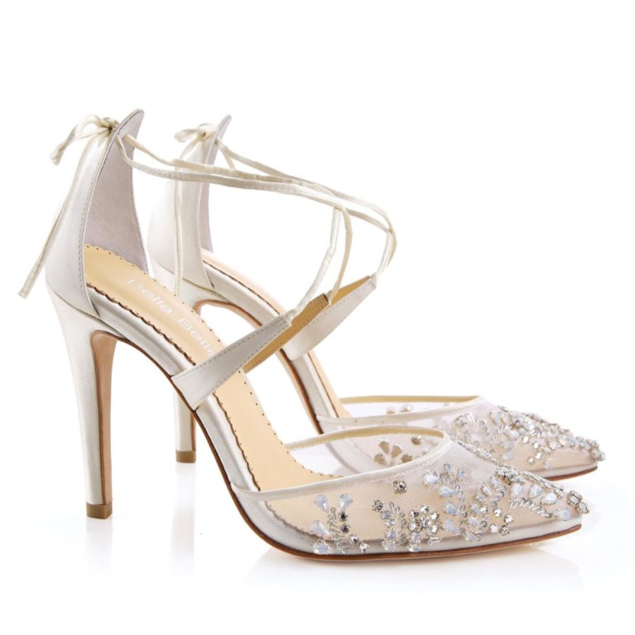 Bridal Bella Belle Shoes | Crystal Embellished Heels For Weddings Ivory