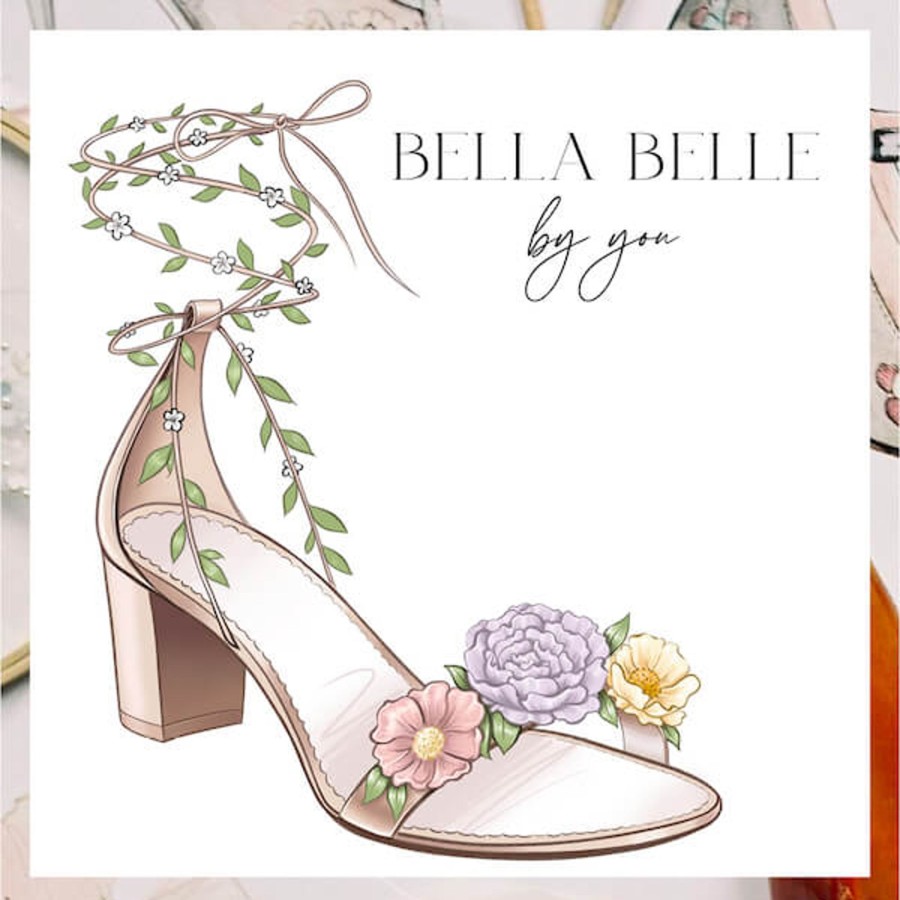 Bridal Bella Belle Shoes | Block Garden Party Heels With Chiffon Flowers Blush