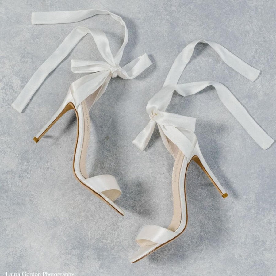 Bridal Bella Belle Shoes | Open Toe Heel Ankle Wrap Wedding Shoes Ivory