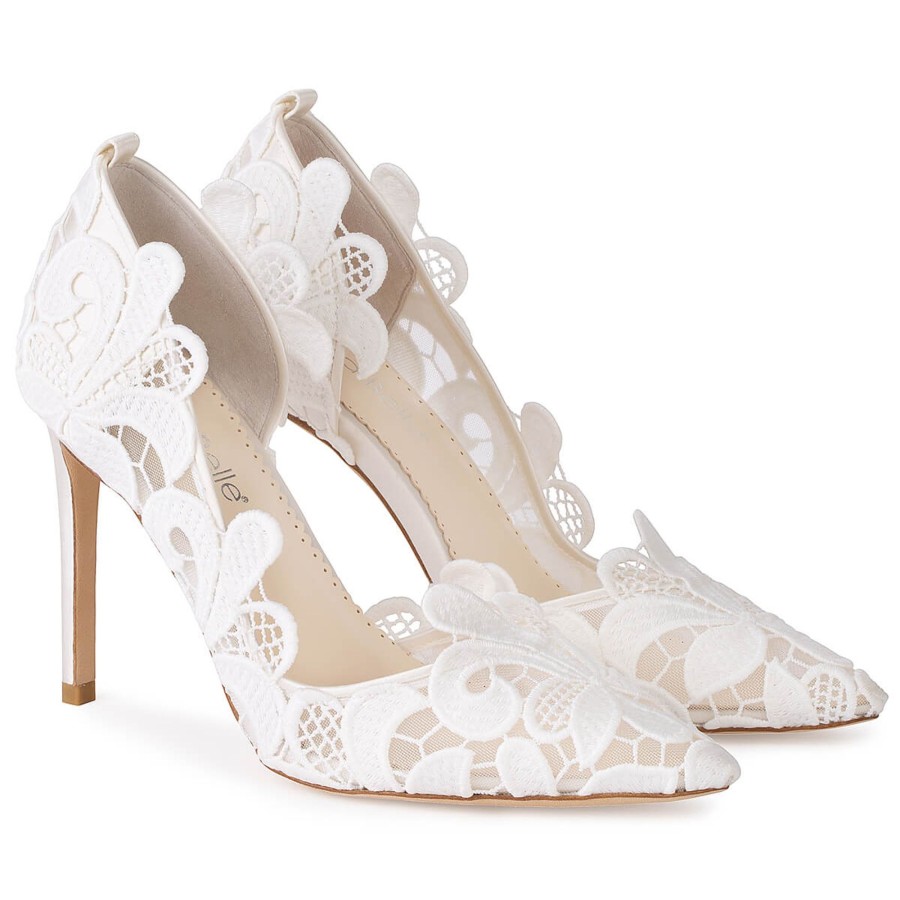 Bridal Bella Belle Shoes | Swan Lake Inspired Lace Heels Ivory